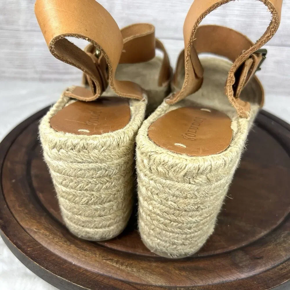 SOLUDOS Minorca High Platform Leather Espadrille Wedge Sandals Shoes Size 10